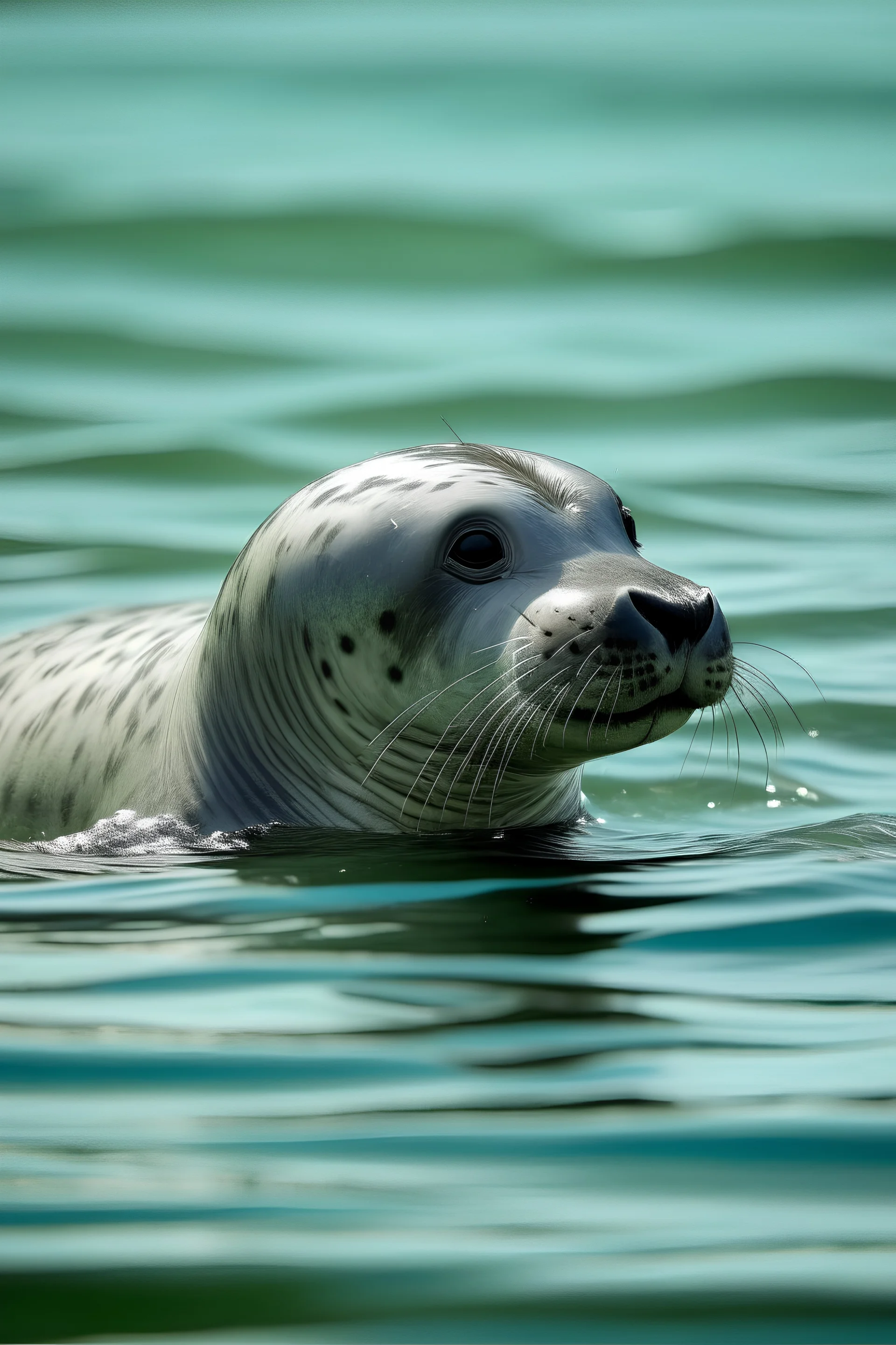 seal swimming to the left