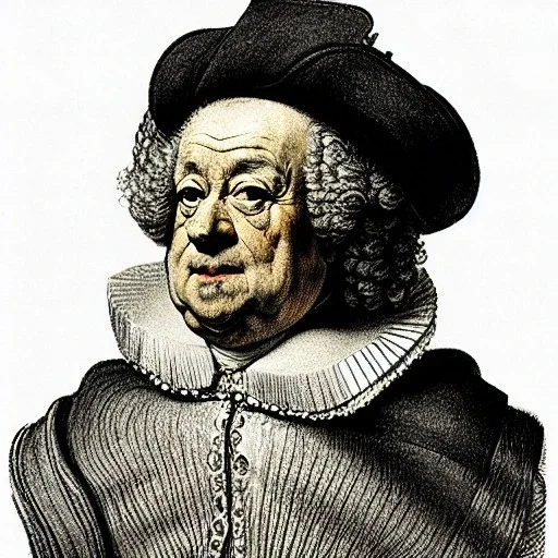 Drawing of swiss president in the style of Rembrandt