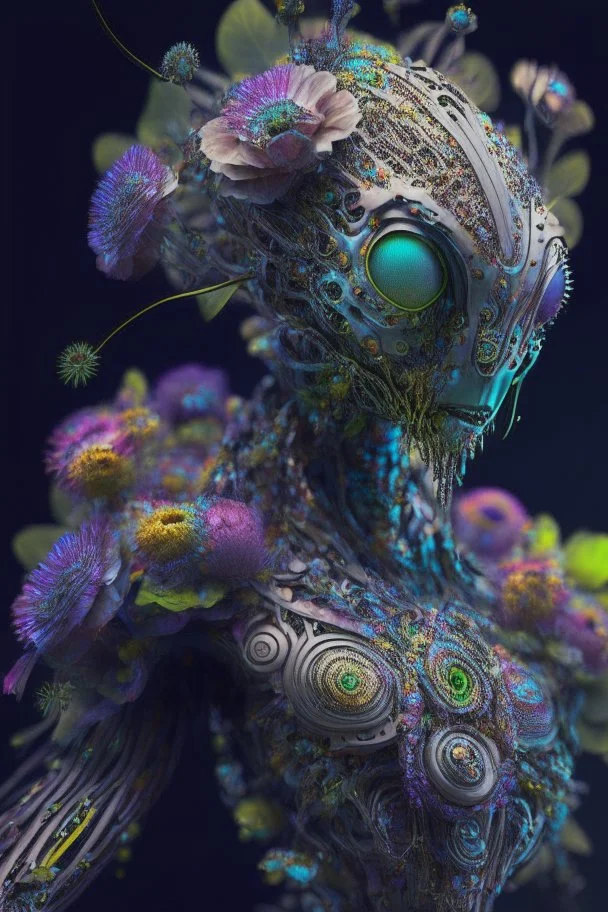 Cyborg flower humanoid alien fused ,highly detailed, hyper-detailed, beautifully, insane details, intricate details, beautifully, Cinematic, Colorful, Editorial Photography, 32k, Super-Resolution, Megapixel, photorealistic rendering