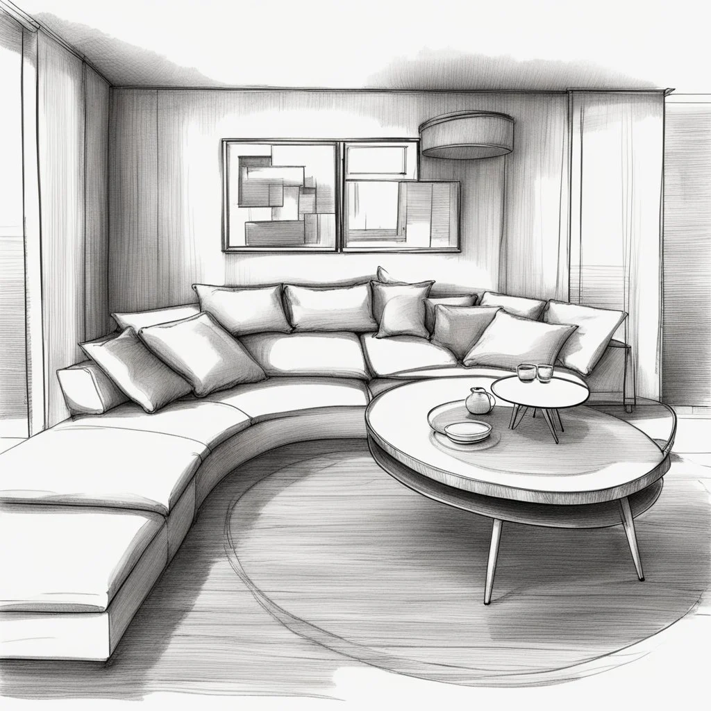 Modern “small” circular coffee table design, sketch