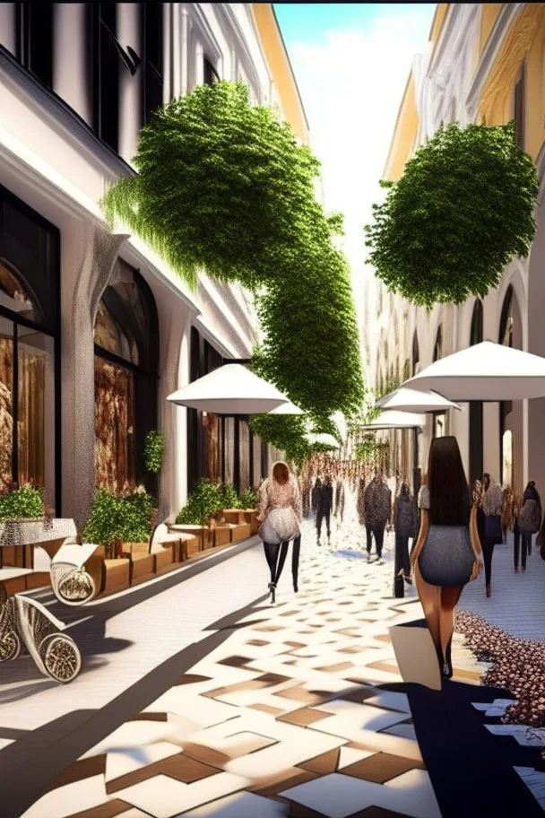the design of a pedestrian street environment in the romantic, modern and fabulous style