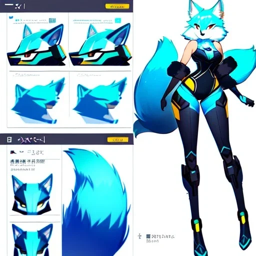 a fox fursona, furry, fursona, fursona reference sheet, high quality, 8k, fox tail, winged, fur, anthropomorphic, master quality, cyberpunk, backlighting, soft lights