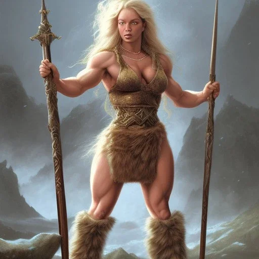 illustration dnd icelandic female bodybuilder barbarian by adrian smith ted nasmith