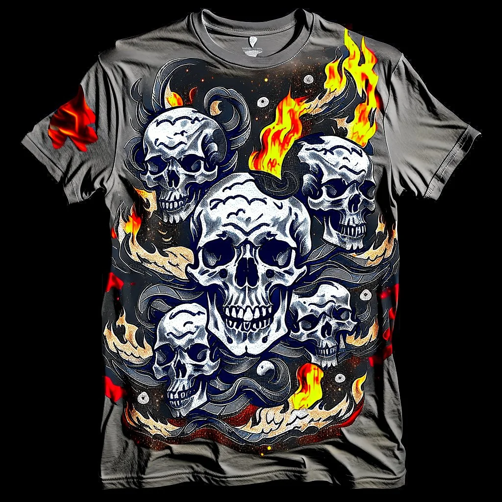 Dragons, Fire and Smog, Skull, Gothic, Steampunk, Universum, t-shirt