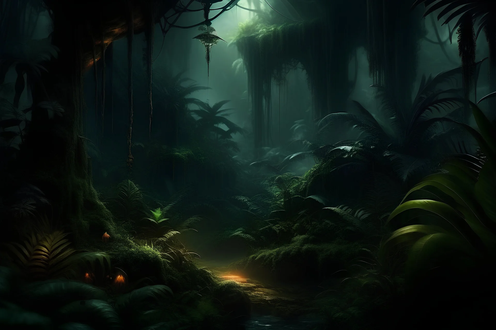 Dark jungle, fantasy, digital art