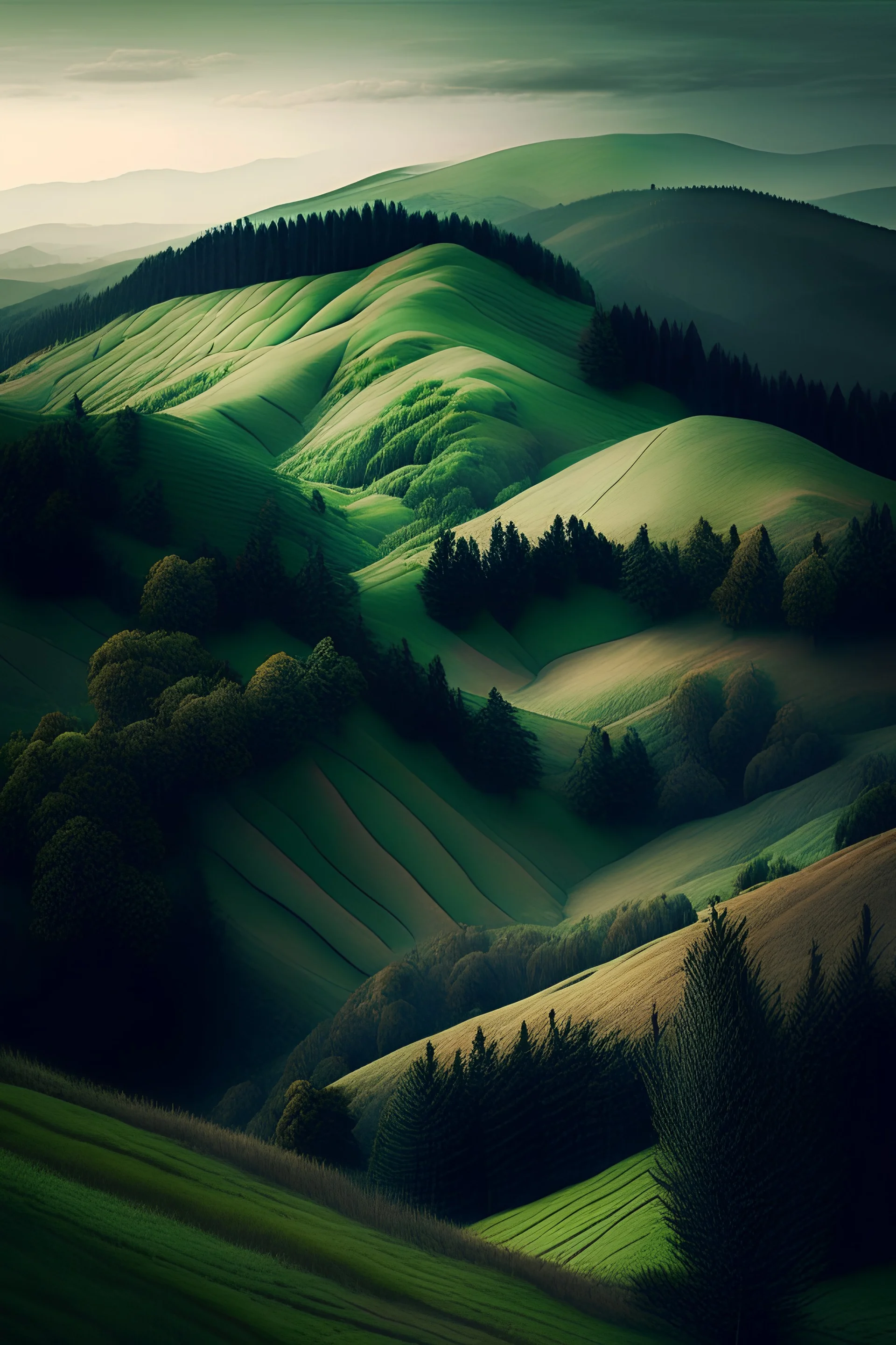 imagen de cerros con bosque reales