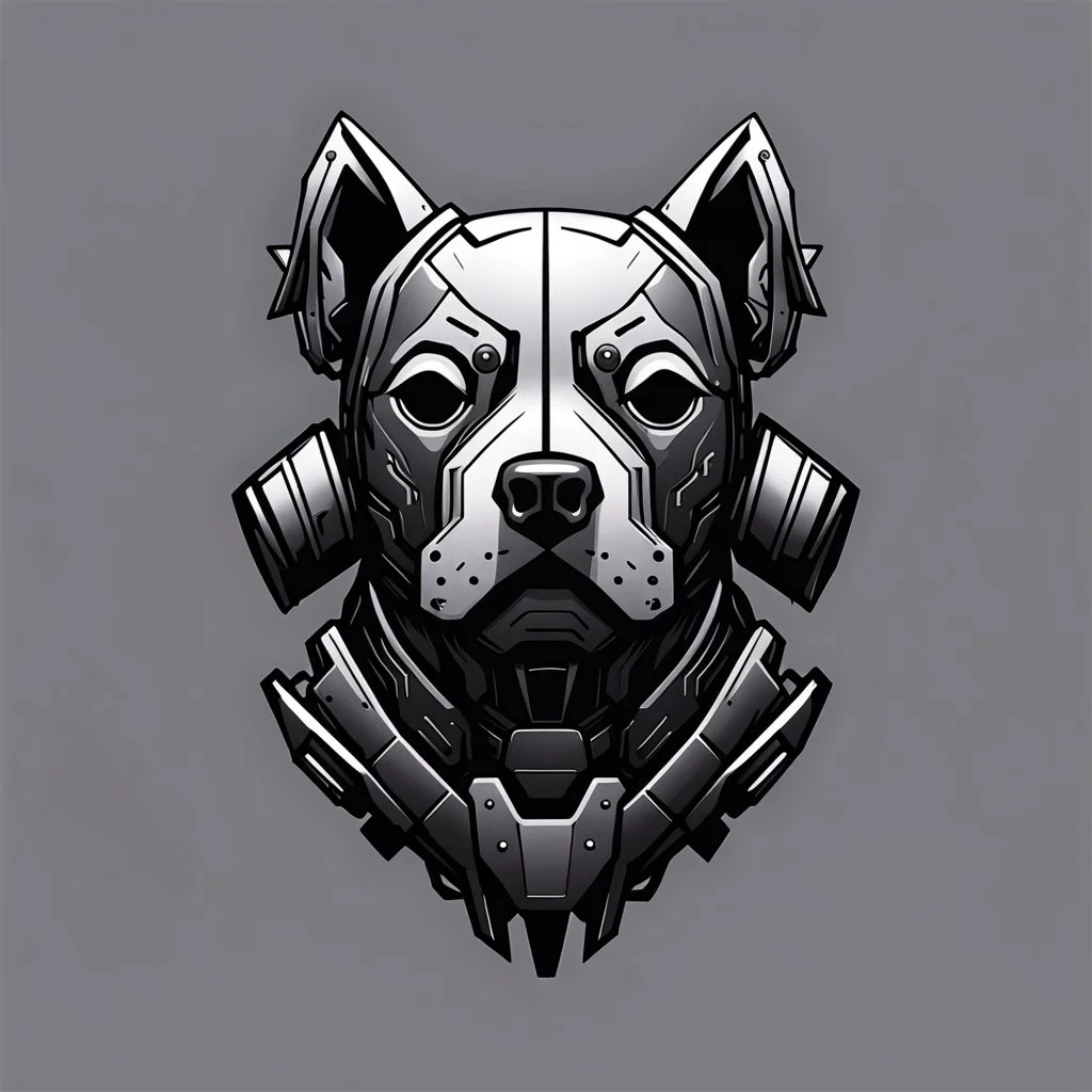 a blank background a dark themed logo that looks like the cyborg dog