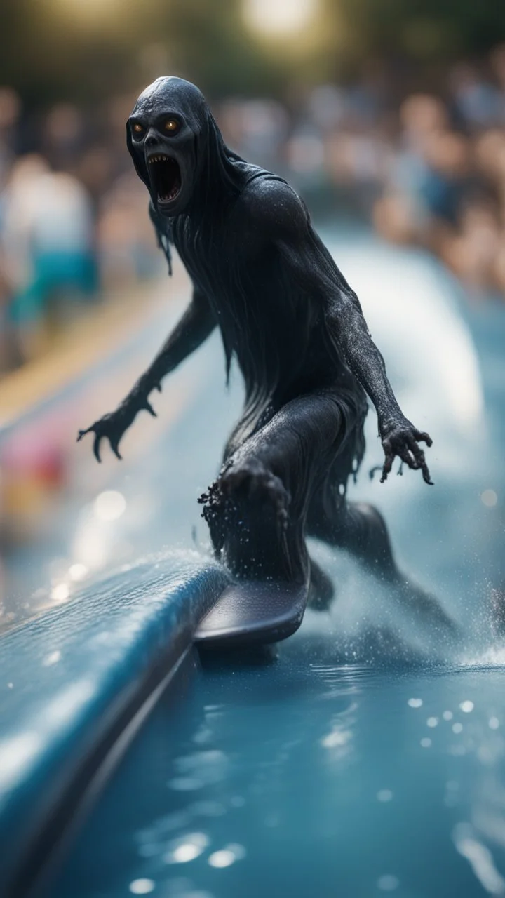 naked dementor skating down water slide,bokeh like f/0.8, tilt-shift lens 8k, high detail, smooth render, down-light, unreal engine, prize winning