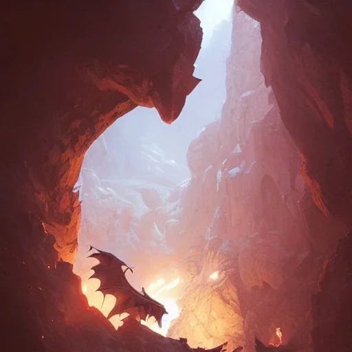 Dragon dans une caverne par Greg Rutkowski