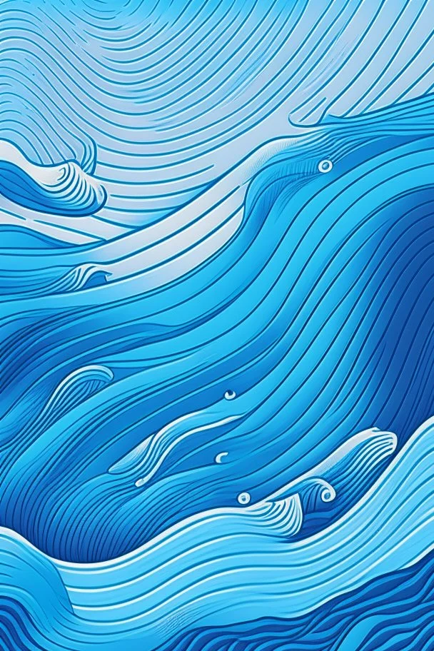 background of a waves, illustration,line art vibrant blue colours