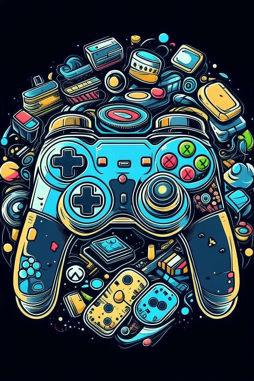 A ilustration gampad. , t-shirt design, no background, vector,format png, 4k