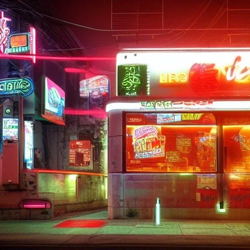 cyberpunk fast food establishment