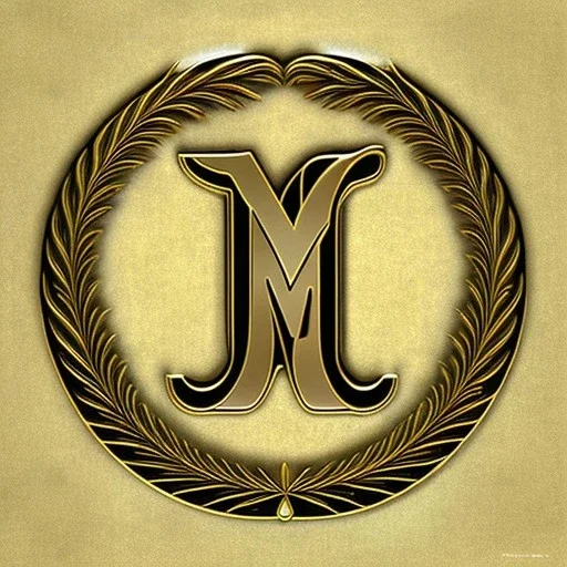 letter M , laurel wreath, roman art