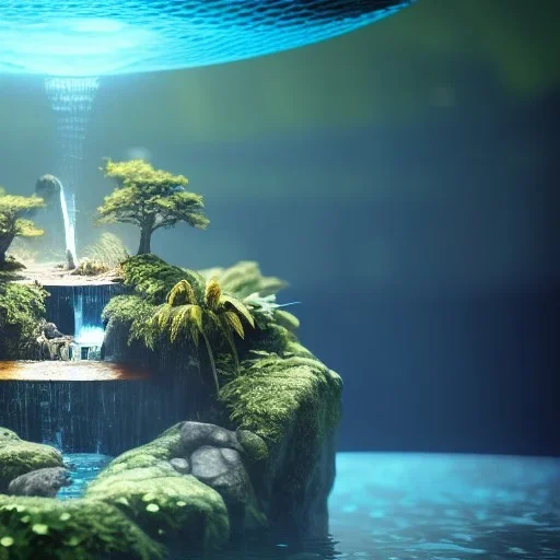 The Isometric Glass Tall Box Mini Model Little Real Island Mixed Water Fall Under Ocean Sunshine Summer Background Blue Sea, The Last Of Us / Avatar, Octane Render / ZBrush, Cinematic, IMAX Film, Nikon D750, 16K, Autostereoscopy, Anthropomorphic, Golden Ratio, Geometry, Symmetric, Depth Of Field, Highly Detailed, Ultra Realistic, Beautiful Lighting, Halfrear Lighting, Soft Light, Candoluminescence, Cast Shadow, Reflective, Glow, Translucent, Normal Map, Carbonated --testp