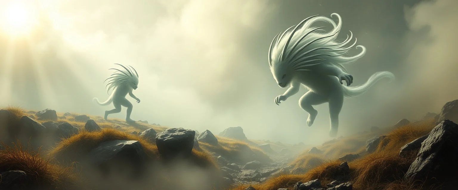 earth elementals, depth of field, volume light, fog, a fluffy quickling twister interdimensional sci fi
