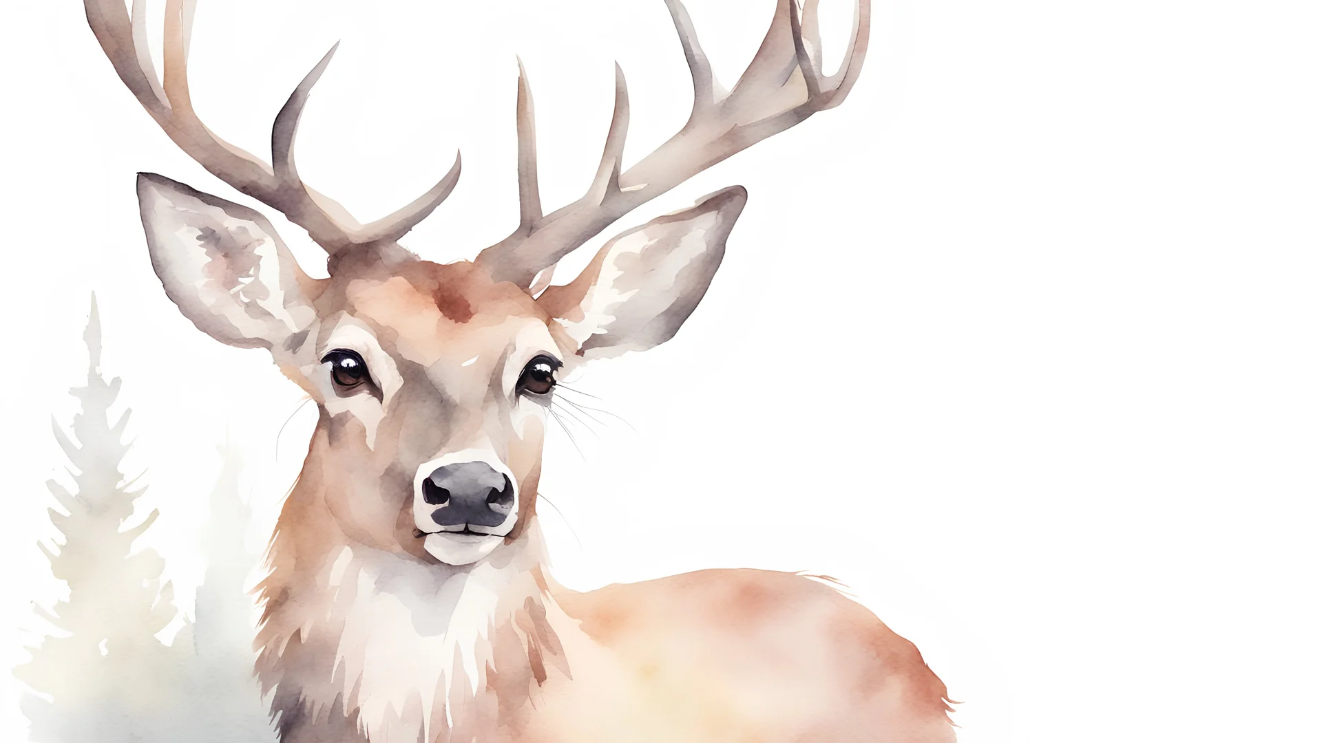 deer head watercolor illustration style