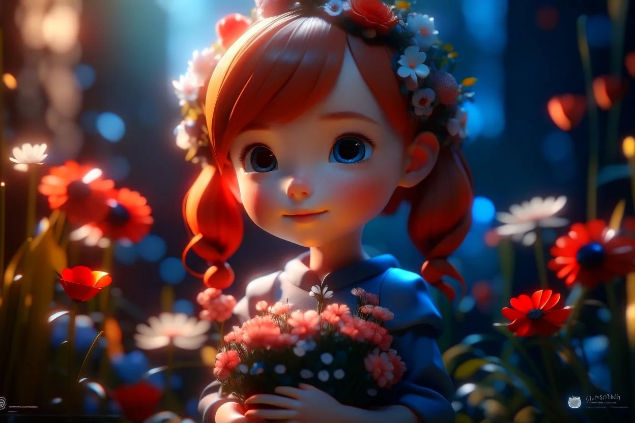 Cute chibi girl, flowers in sunshine, heart and love, ethereal, cinematic postprocessing, bokeh, dof Weight:1 detailed matte painting, deep color, fantastical, intricate detail, splash screen, complementary colors, fantasy concept art, 8k resolution trending on Artstation Unreal Engine 5 Weight:0.9