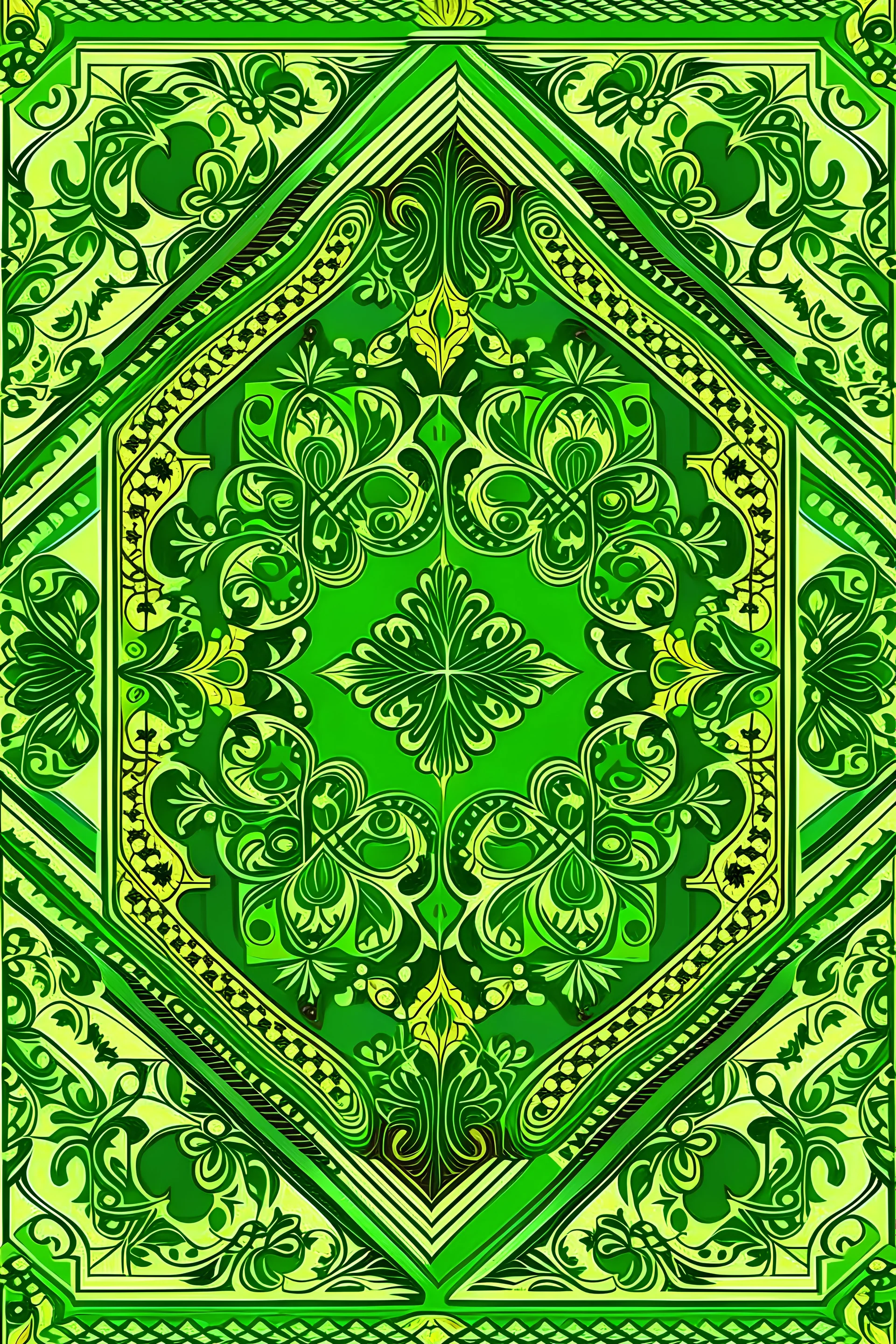 The Ukrainian geometric ornament green color