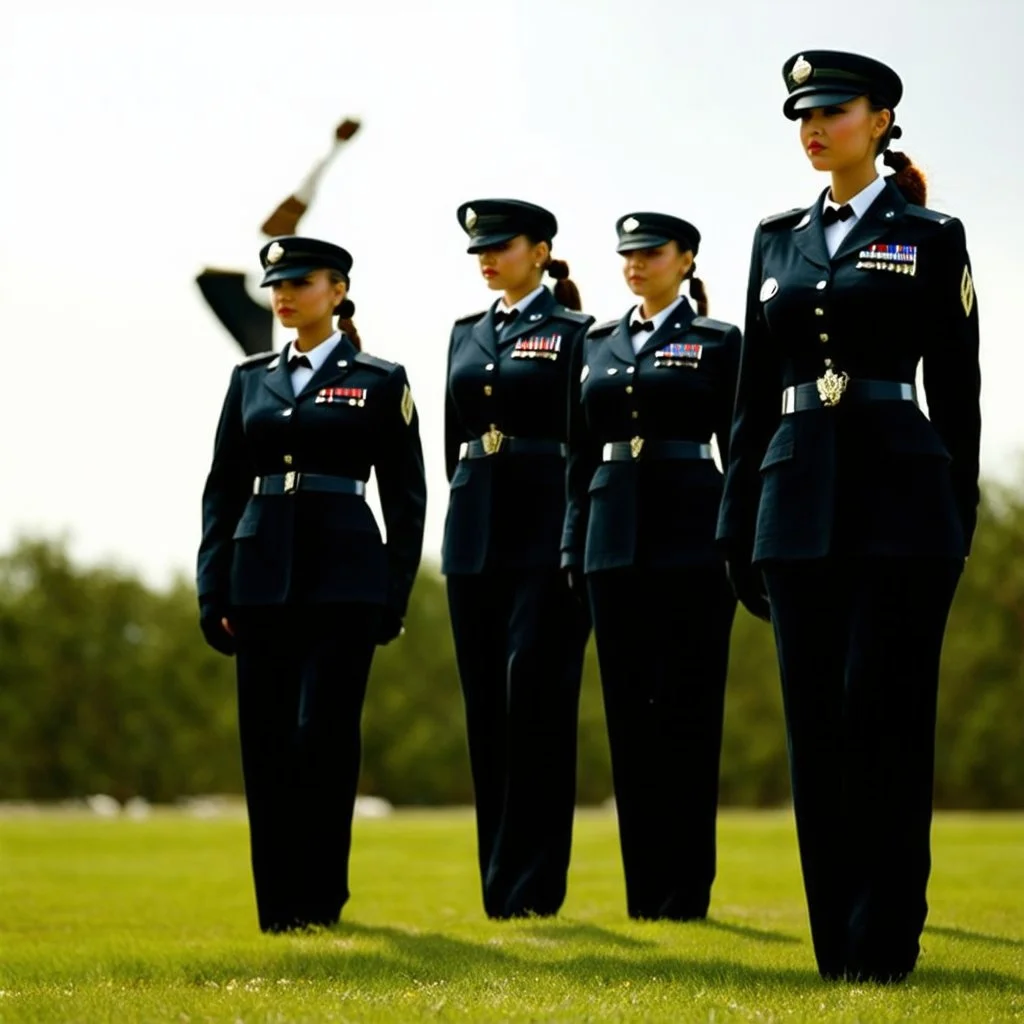 Female military cadets in color.