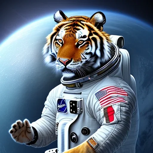 Tigre com roupa de astronauta