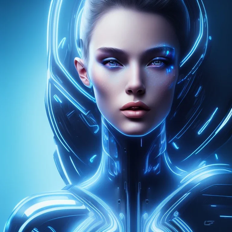 cyberblue, head, woman, portrai, tron