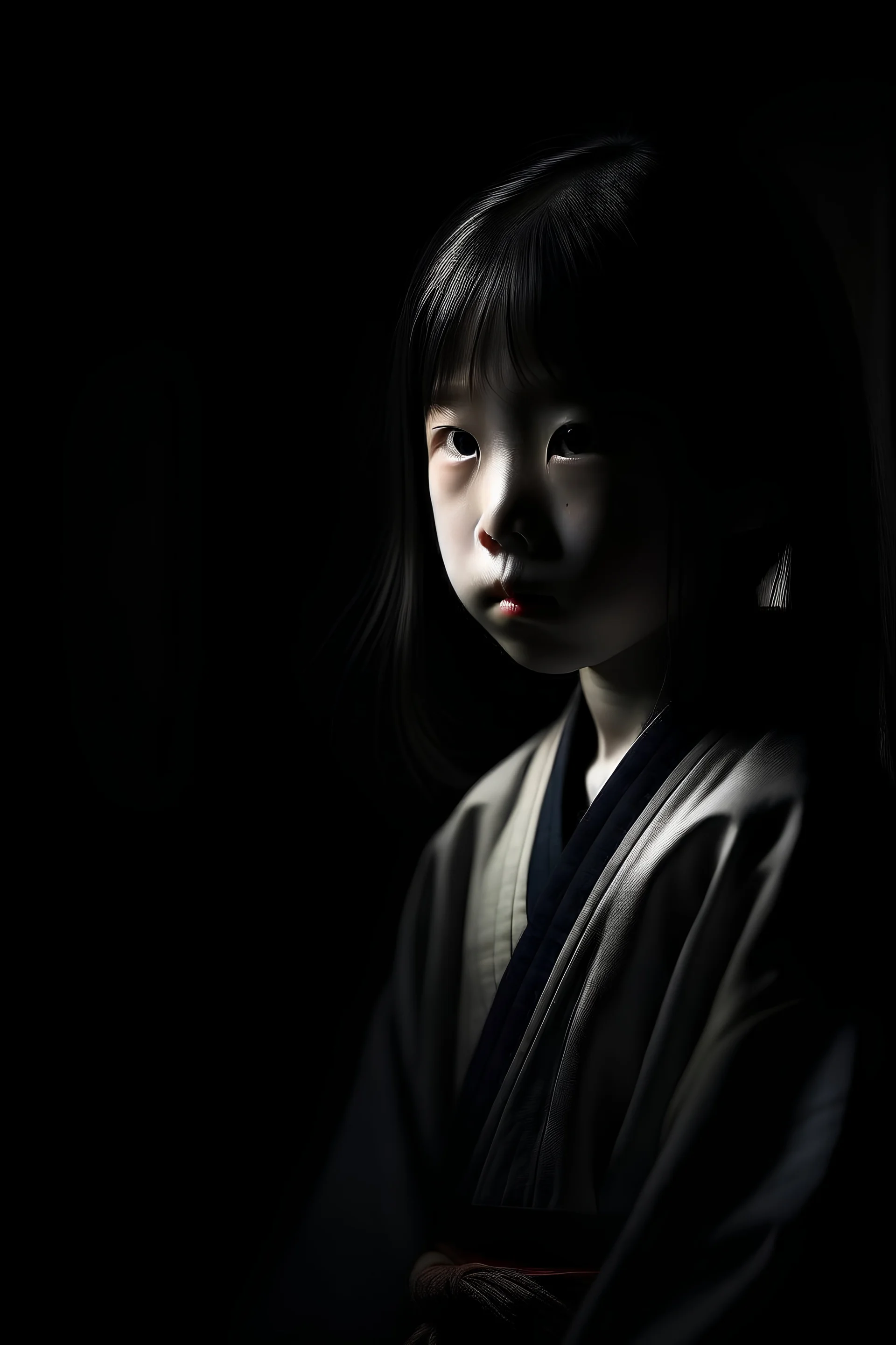 Japanese girl around darkness
