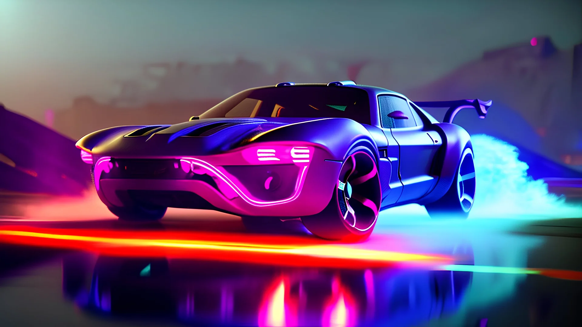 alien tech sports car, unusual neon lighting, high velocity, 64k, dystopian, vray, steampunk