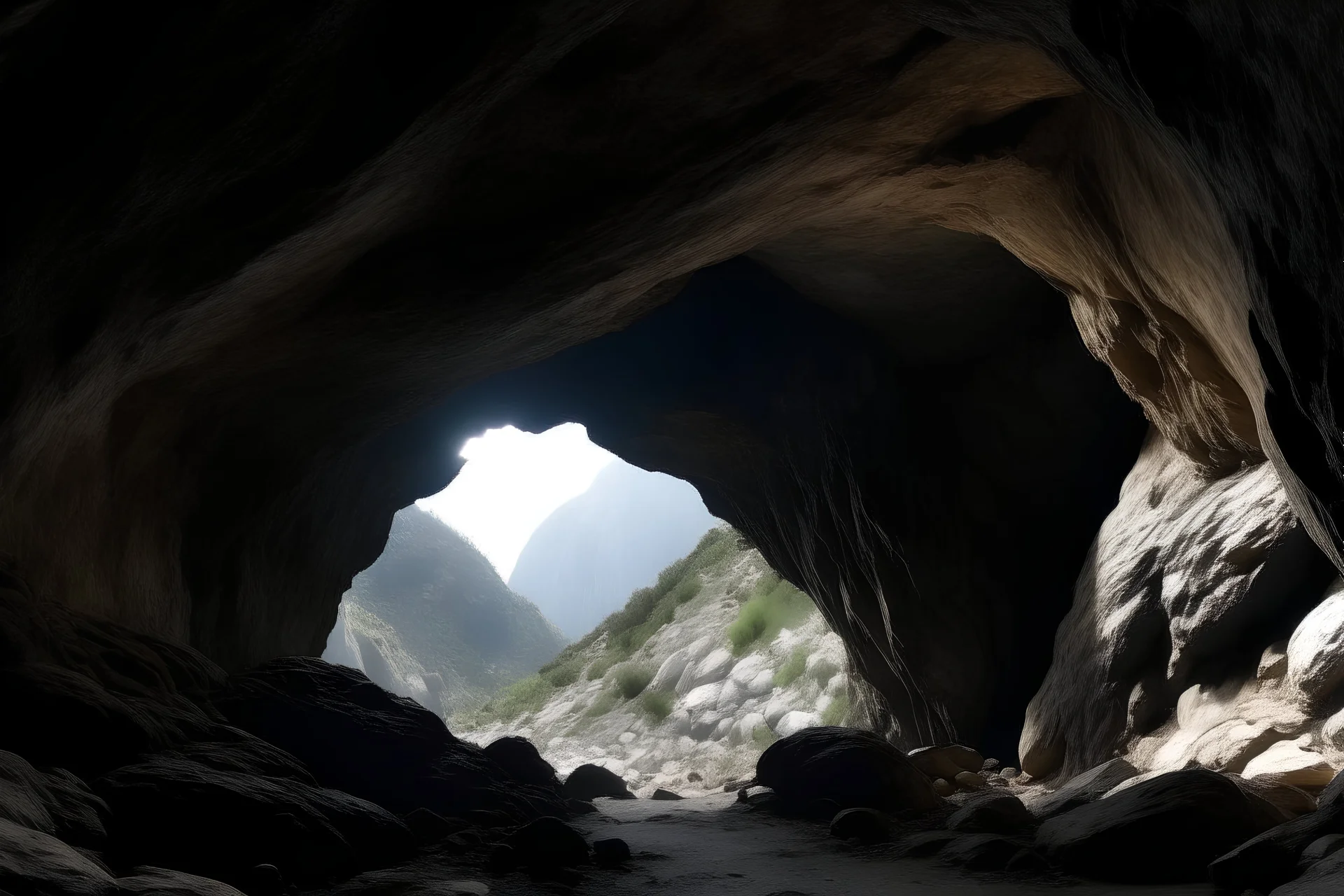 large cave opening in the side of a mountain