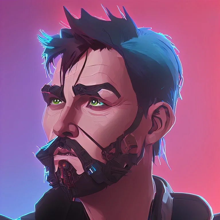 Tom Cruise Christmas cyberpunk beard art