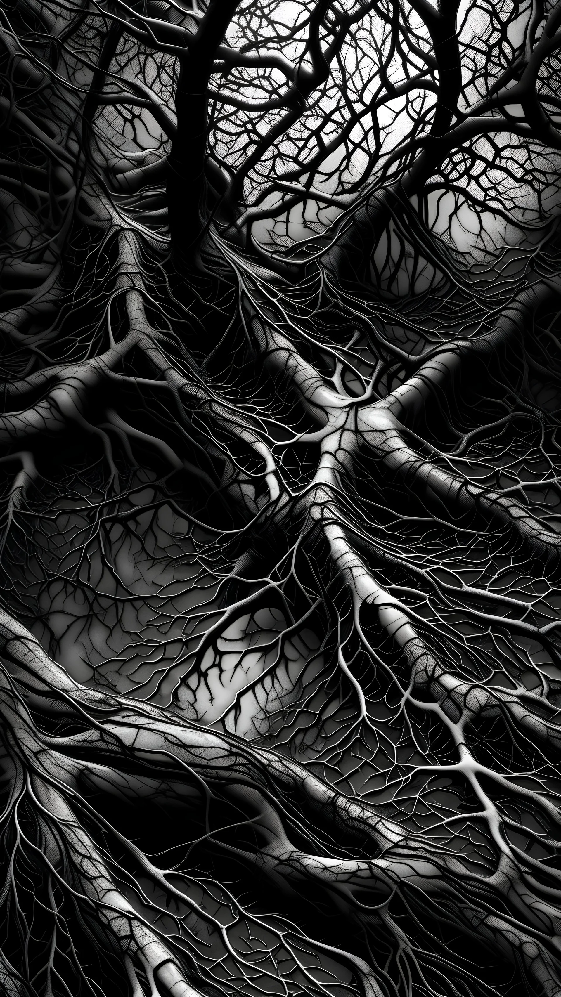 black vein, human veins, mixing together a lot of them, like a forest, big and small veins a lot of them