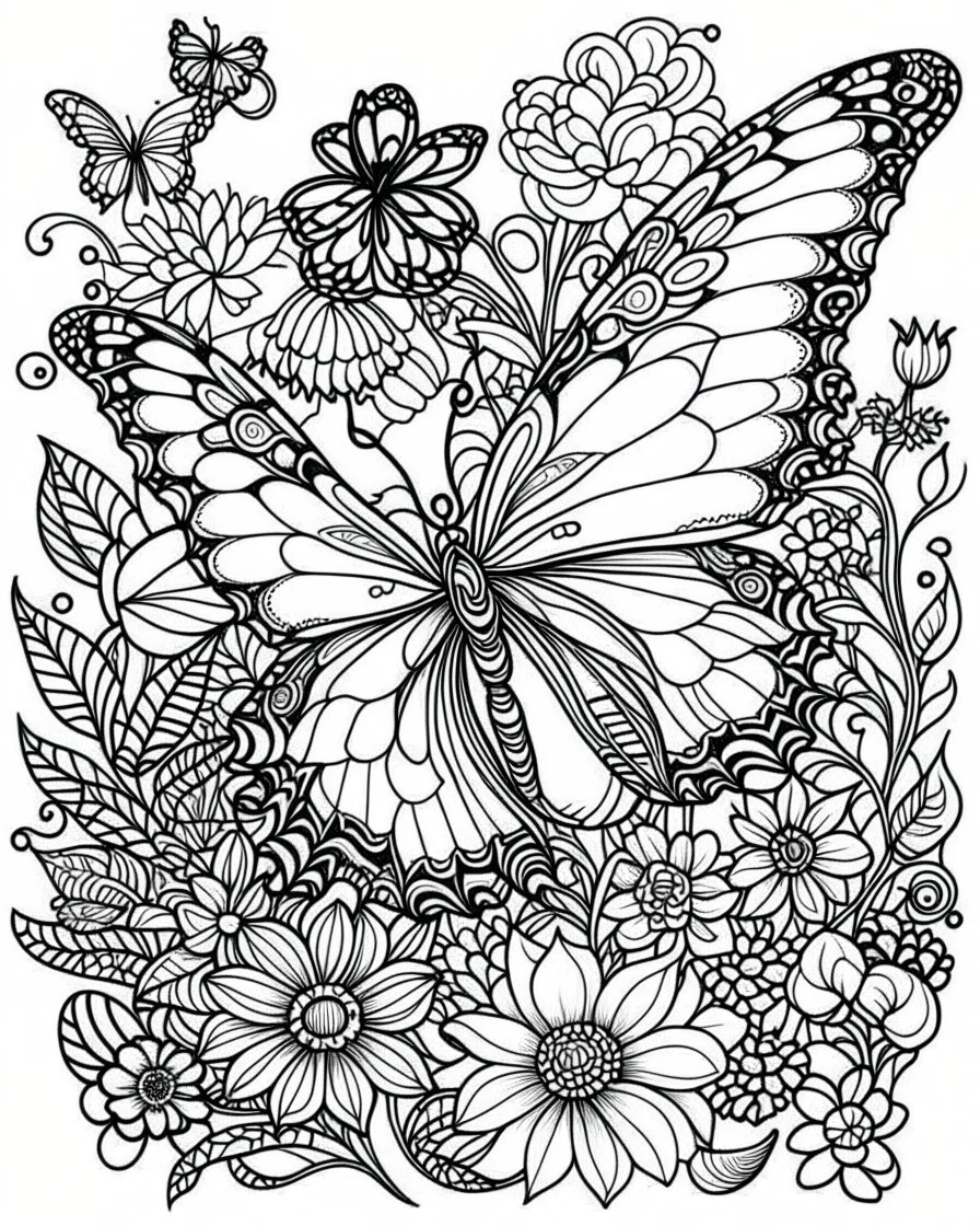 whimsical butterfly and flower, for adults