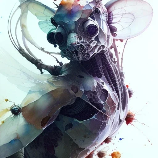  insects nest body, 3D, leaning pose, watercolor illustration by <agnes cecile> <Yoji Shinkawa>,