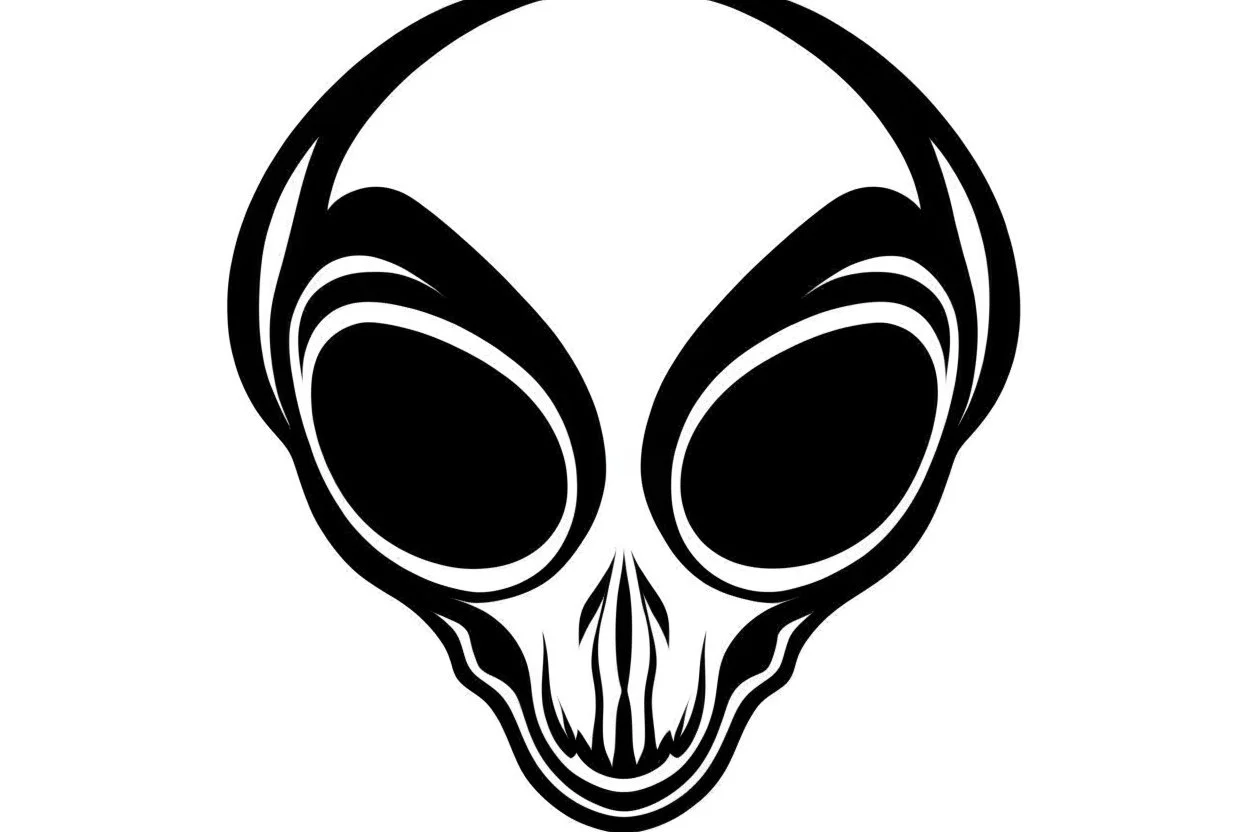 alien head clip art stencil black on white
