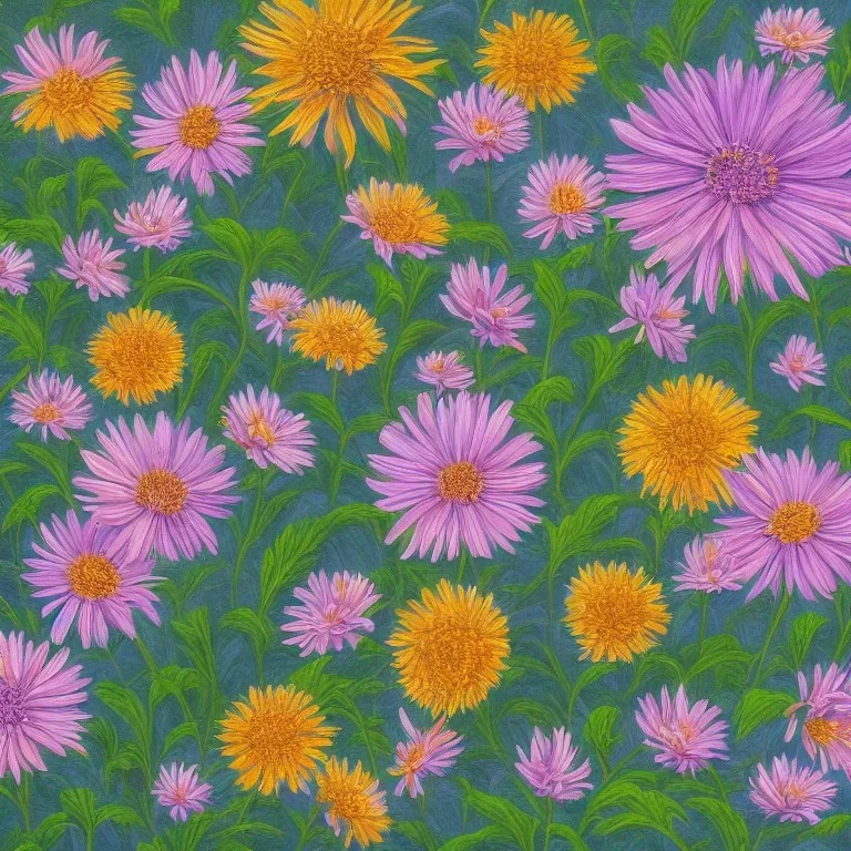 a highly detailed oil painting of Aster, 4 k resolution, 8 k resolution, high resolution, surface design pattern