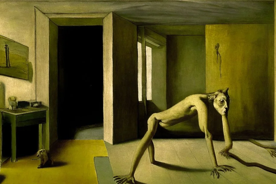 a chimera in a liminal room depicted by balthus