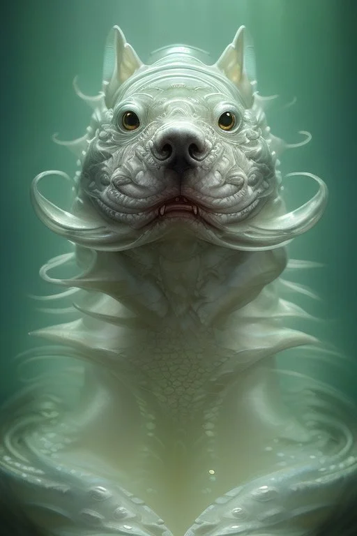 Half-fish half-Dog, high-quality, fine-detail beautiful, breath-taking stunning, 8k resolution, intricate, digital art, detailed matte, volumetric lighting, George Grie, Anne Dittman, Anne Stokes, Lisa Parker, Selina French, Alphonse Mucha Generate Similar