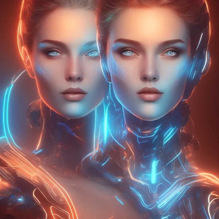 cyberblue, head, women, portrai, tron