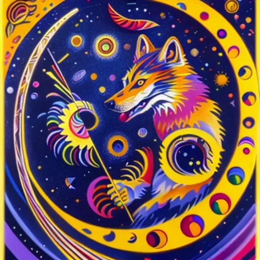 Kandinsky, werewolf, yellow crescent moon