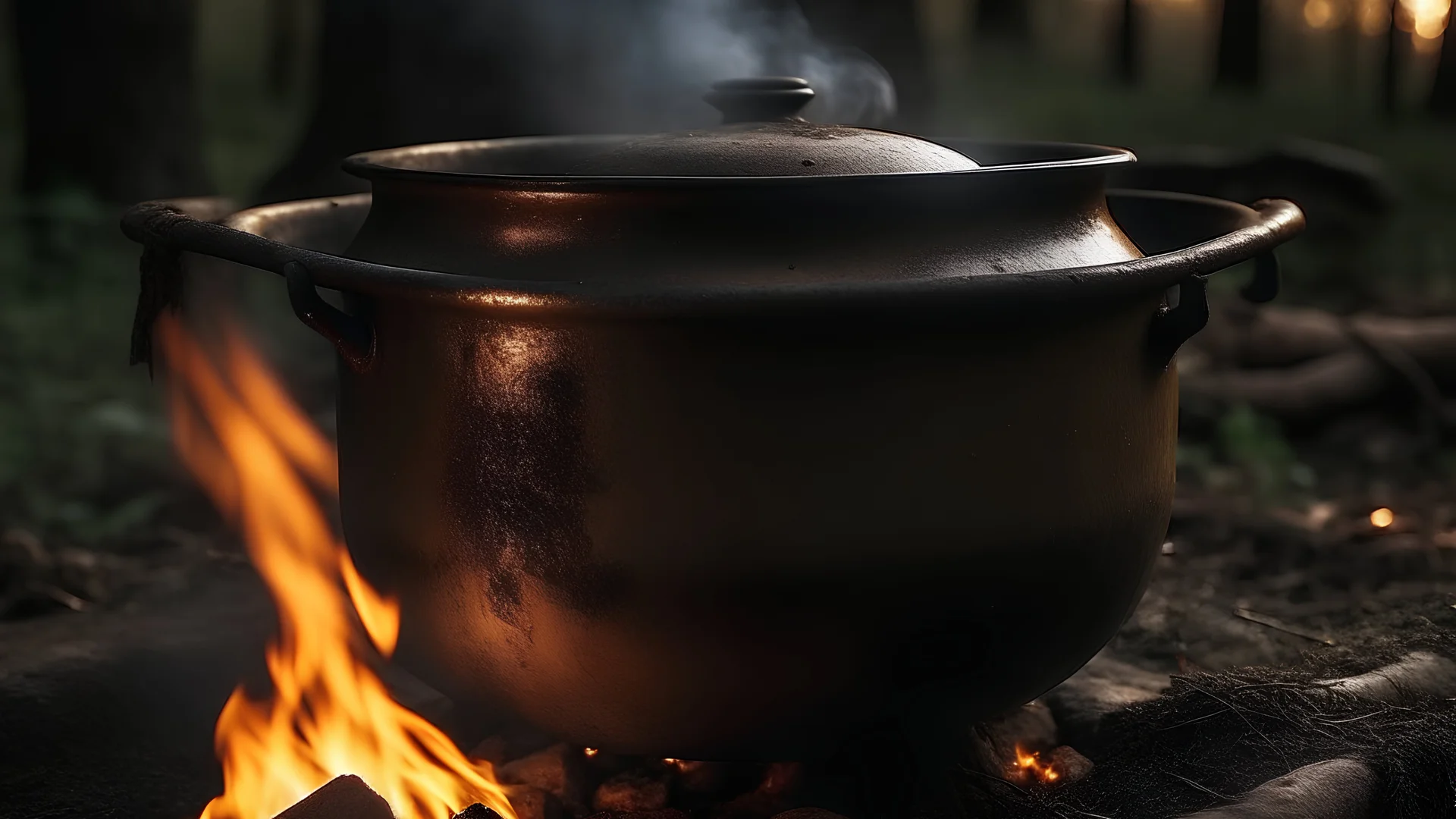 A pot over a fire