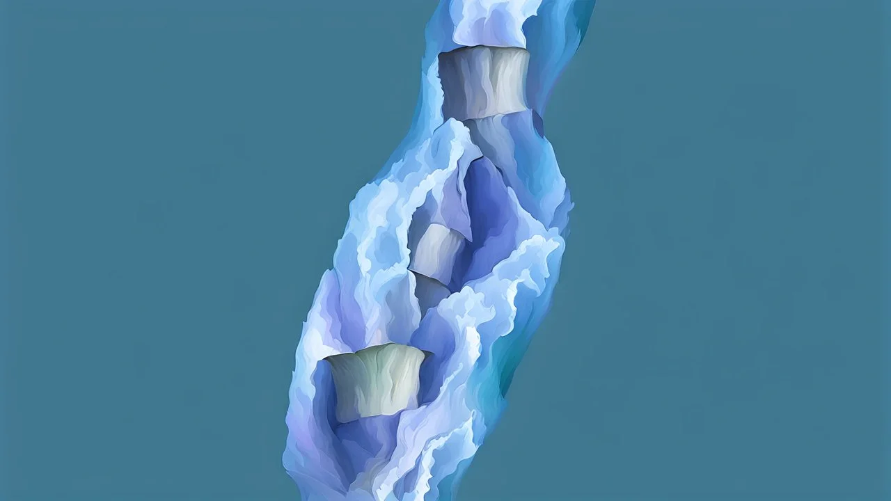 a tree trunk pillar ascends from bottom border to the top border. digital art