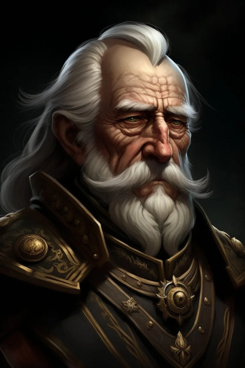Portrait of an old general of a fantasy army