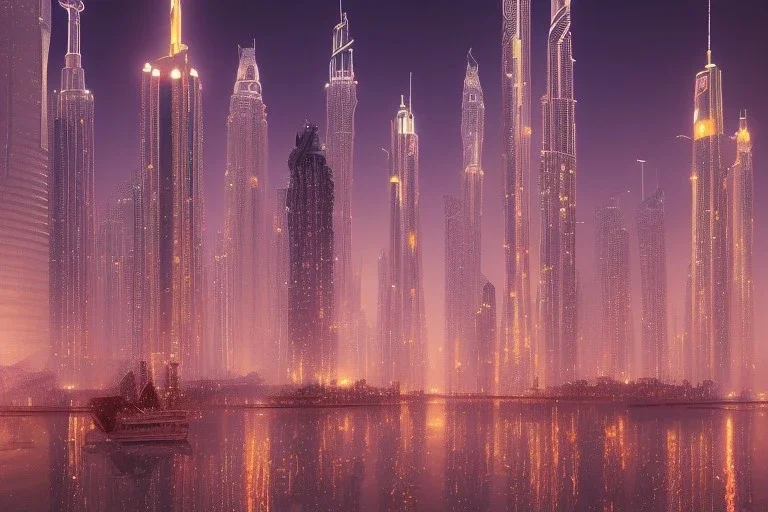 dubai city in the night, street, tron, cyborg, 8k, finely detailed, photo realistic