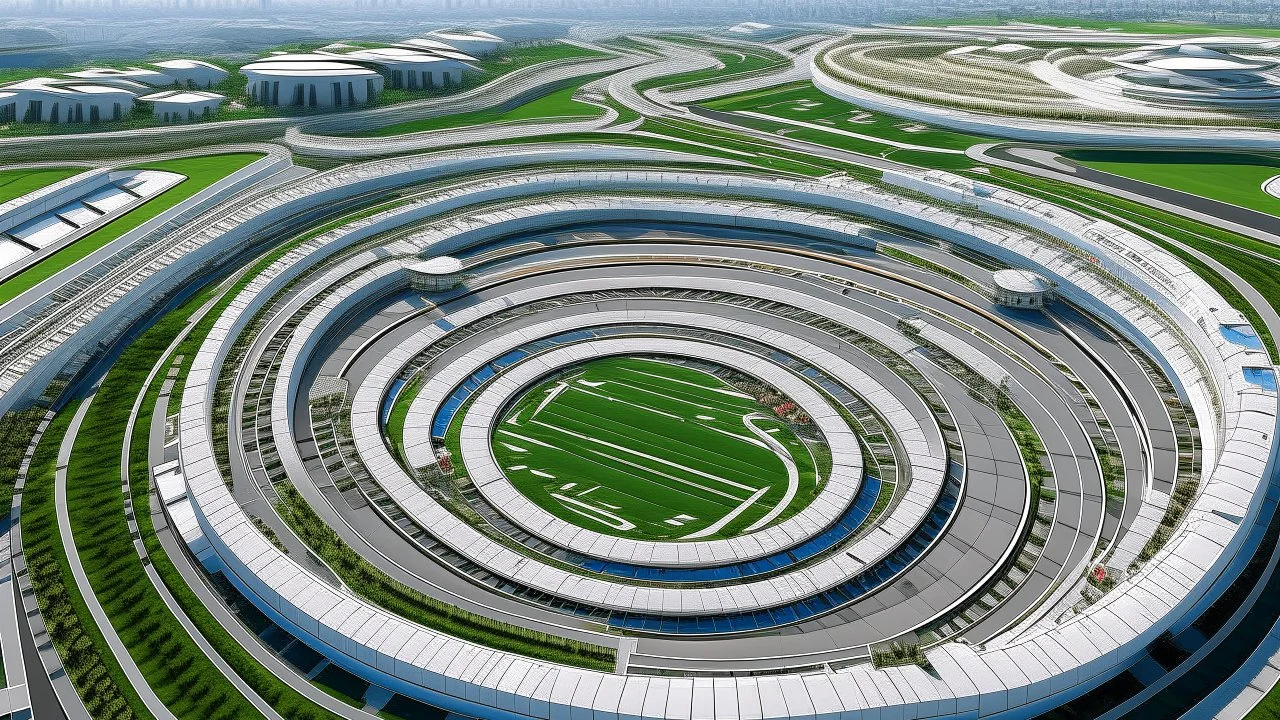 A white racetrack with boosting cars designed in ancient Roman mosaics painted by Cai Jia