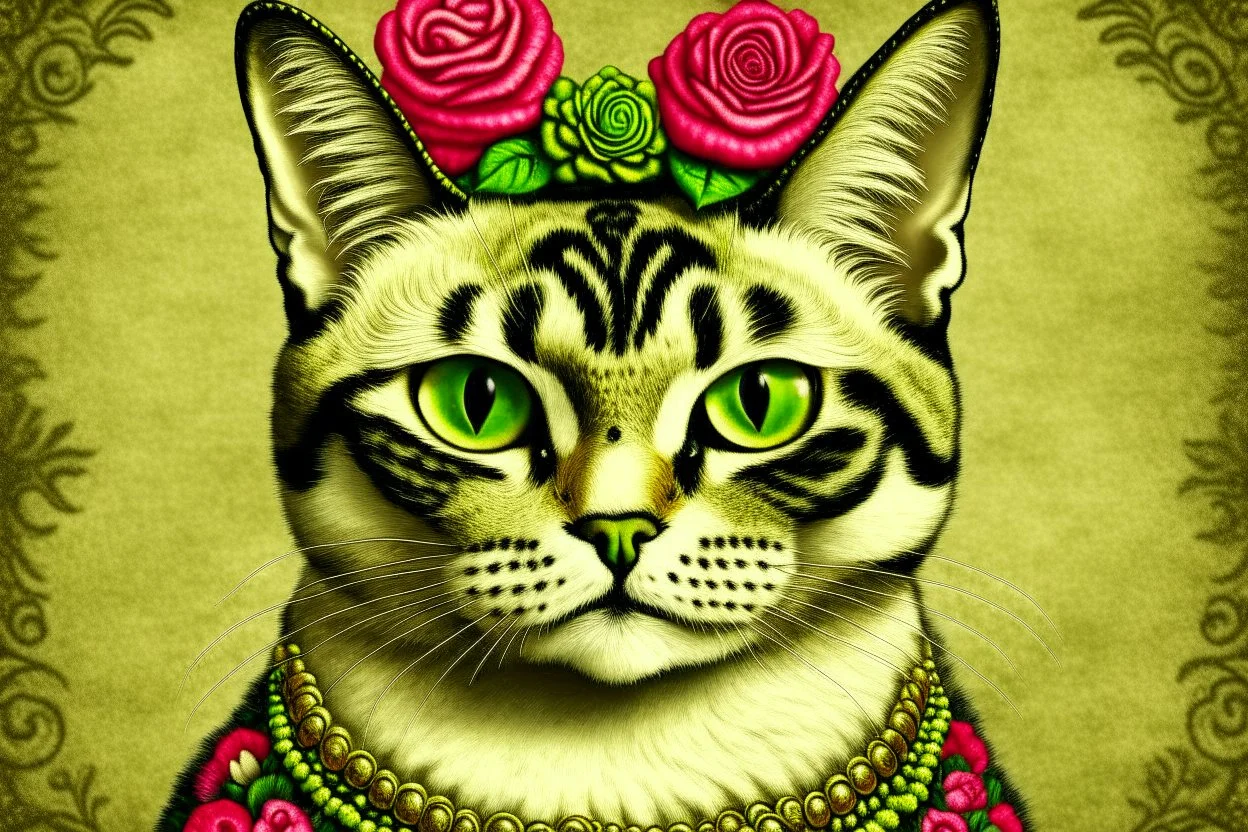 antropomorphic Frida Kahlo cat