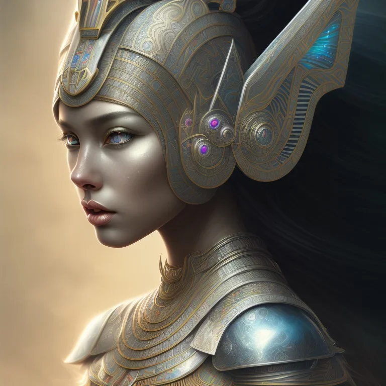 sango fantasy, fantasy magic, intricate, sharp focus, illustration, highly detailed, digital painting, concept art, matte, masterpiece head sexy Aztec beauty black hair space lady silver tiger head Egyptian princess pyramid