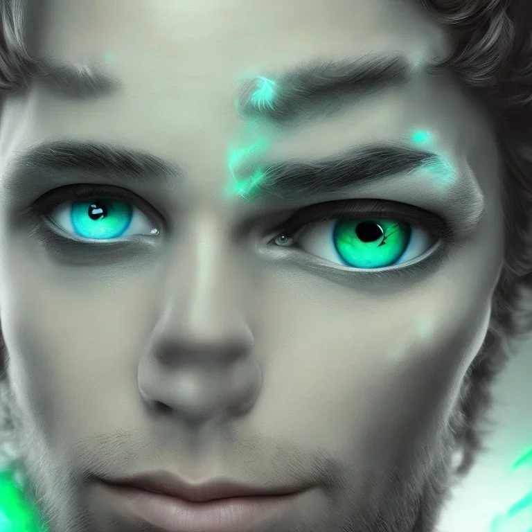 Man with one green one blue eye