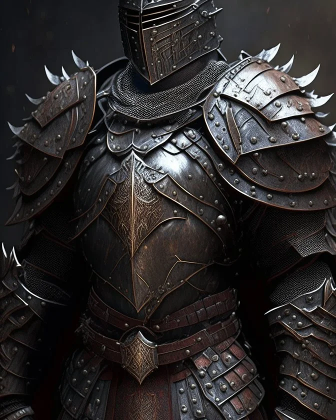 An armor made of a mixture of steel and leather, worn by a strong commander with magical power