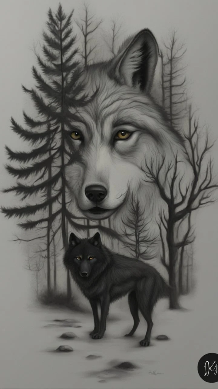 Black wolf art