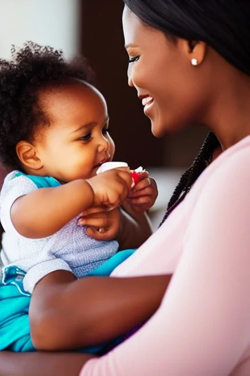 Mother feeding a child