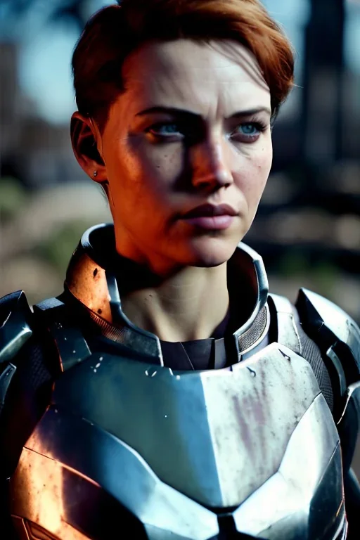 ultrarealistic, ruined city,__mass effect armor__, __angles__, 19 year old woman, strikingly beautiful, ginger hair, silver colour, [__starlets__|__starlets__], (pale __skincolor__ skin:1.2), __camera__, _hair_, detailed face and eyes, c-cup breasts, leather choker, freckles, dynamic pose, resolved expression, __accessory__, strappy outfit, (straps:1.1), sword in scabard on left hip, (buckles, buttons, snaps, rings:1.0), haltertop style breastplate, detailed eyes, plump lips, sci-fi theme